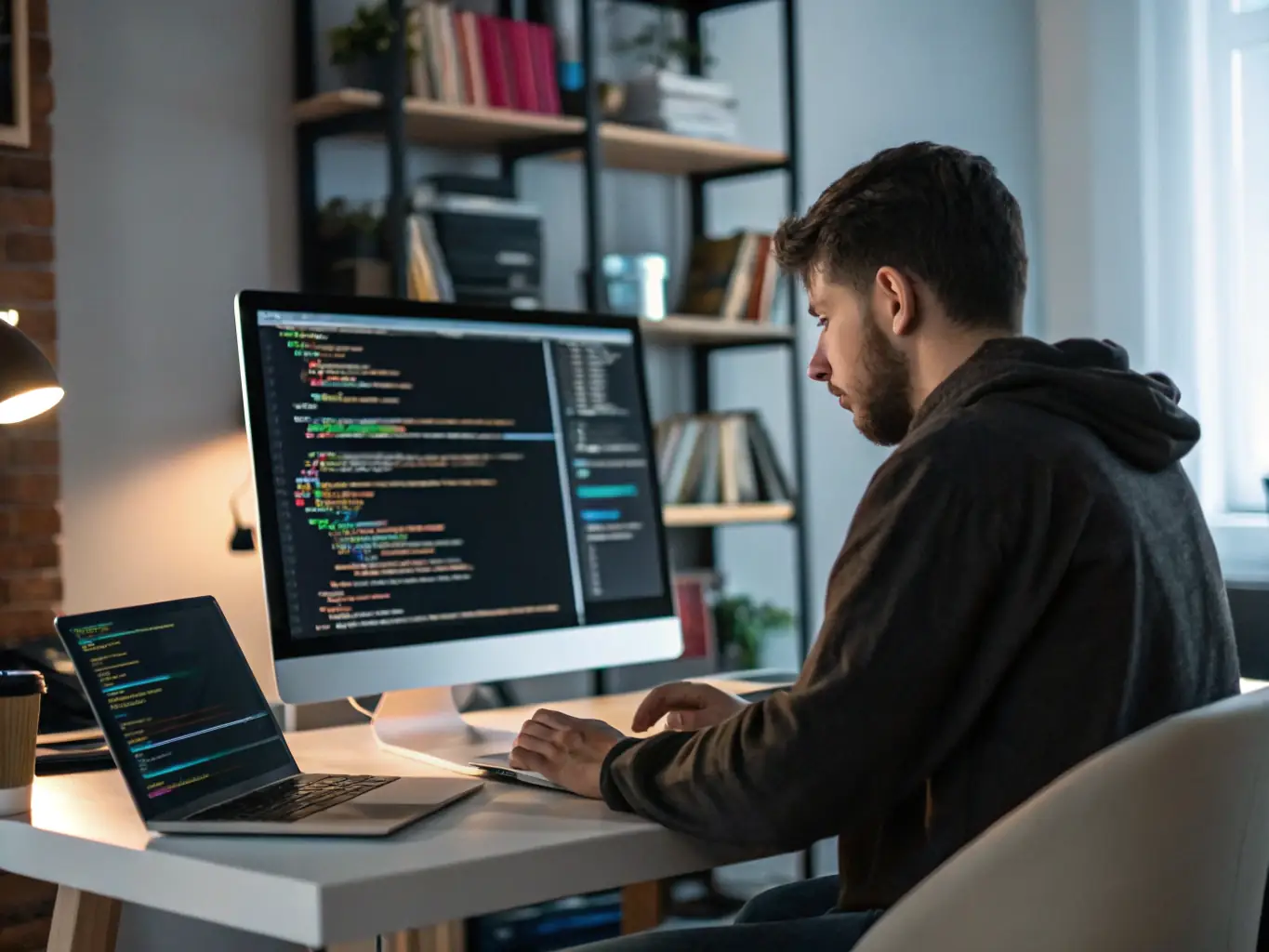A software developer coding in Java, with a focus on creating robust and scalable applications.