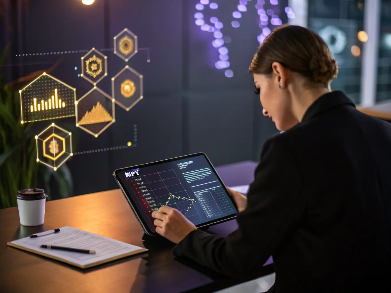 A professional using blockchain technology to secure a digital transaction, illustrating the practical applications of the Simple Learn blockchain course.