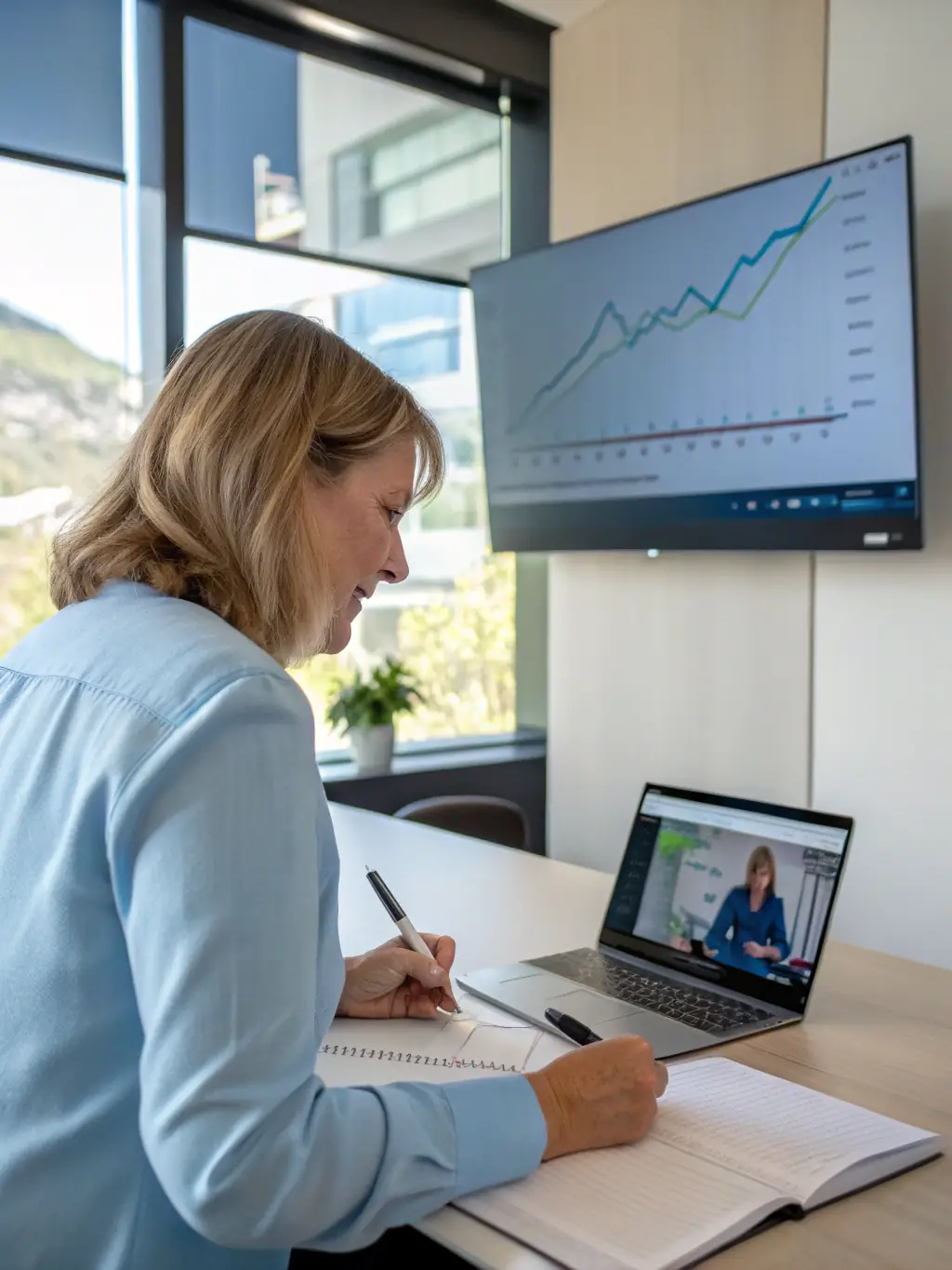 A professional is working on a computer, analyzing data with complex charts and graphs displayed on multiple monitors, representing the Data Science course category.