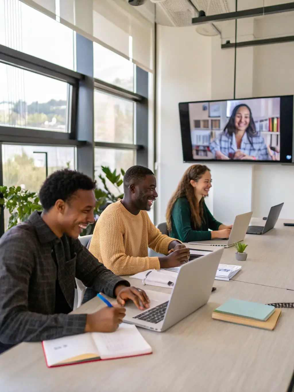 A diverse group of students collaborating on a cybersecurity project, showcasing the collaborative learning environment of the postgraduate program.